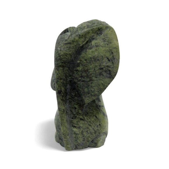 Elephant Hand Carved Green Leopard Rock Stone South Africa Signed 4.5" - Picture 7 of 10